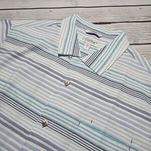 Coolibar Sun Protection UPF 50+‎ Shirt Men's Large Striped Safari Camp Polyester